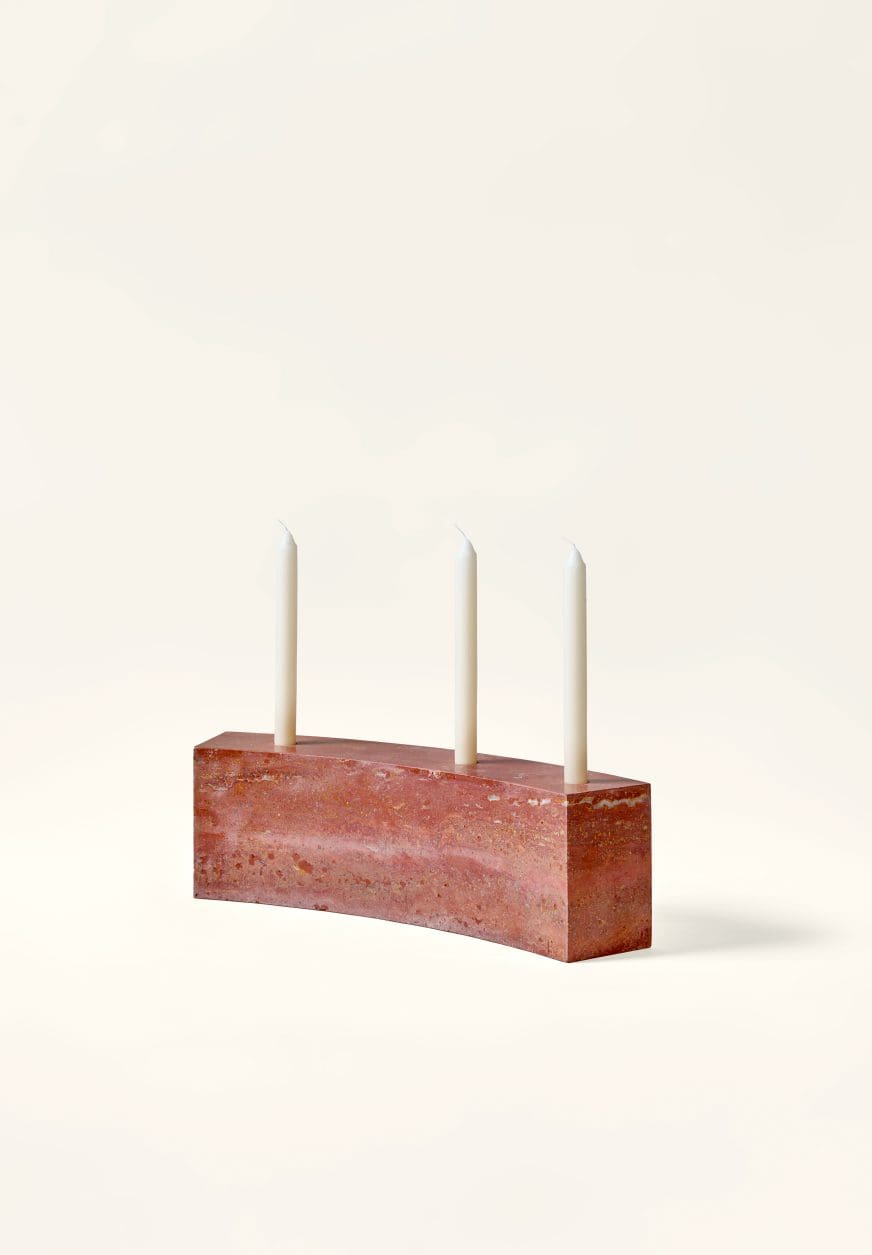Sabine Marcelis candle holder travertine S — SolidNature limited edition natural stone