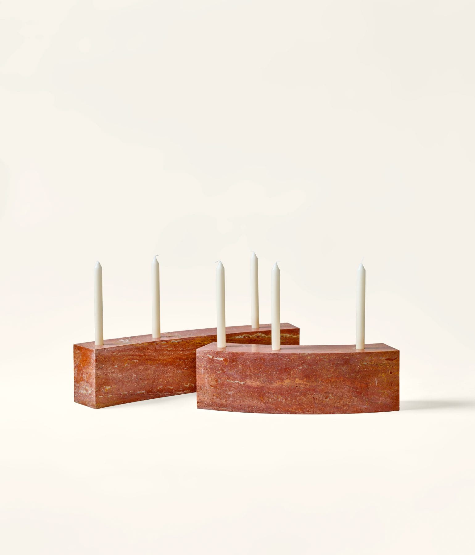 Sabine Marcelis candle holder travertine S & L — SolidNature limited edition natural stone